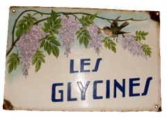 glycines,wisteria,japon,okinawa soba,plaque émaillée