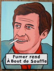 Jean-Paul Belmondo,série fumeursnfumeurs célèbres?Acrylique sur carton,Laurent Jacquy,Peinture,art singulier,art insolite,french outsider,Les Beaux Dimanches